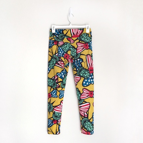 LuLaRoe Pants - ⭐️Lularoe Fourth of July Yellow Statue of Liberty Leggings